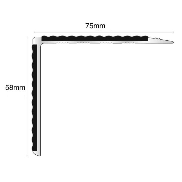 NSL27 Tredsafe 75mm x 58mm DDA Compliant Aluminium Non Slip Stair Nosing Edge Trim With Pvc Insert - Image 2