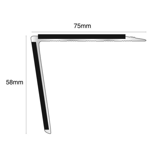 NSL28 75mm x 58mm DDA Compliant Aluminium Non Slip Stair Nosing Edge Trim With Pvc Insert - Image 2