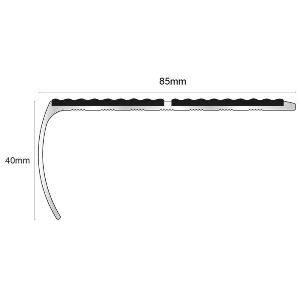 NSL29 Tredsafe 87 x 40mm Aluminium Non Slip Stair Nosing Edge Trim With PVC Insert - Image 2