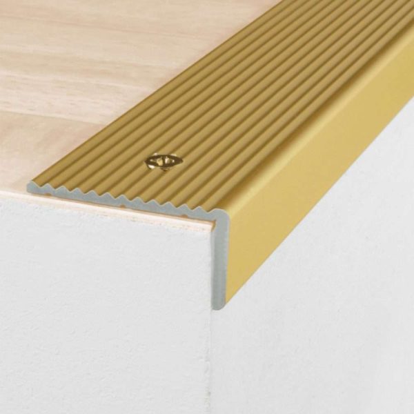 A33 40 x 20mm Anodised Aluminium Non Slip Ribbed Treads Stair Nosing Edge Trim