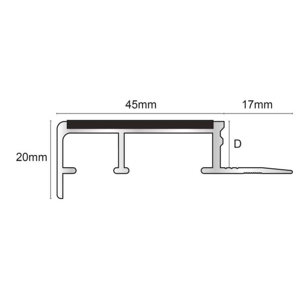 NTS – 2.8m Slimline Ceramic Tile-In Non Slip Stair Nosing - Image 2