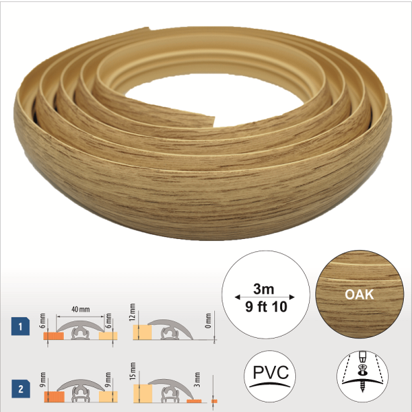 Flex Line 40mm Pvc Flexible Flooring Transition Profile Door Threshold - Image 30