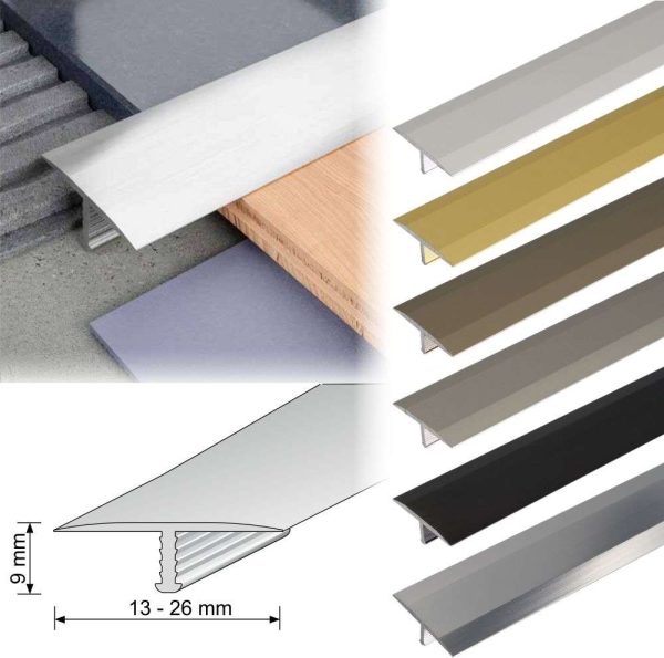 A56 26mm Anodised Aluminium Threshold Trim T Bar Transition Strip For Tiles - Image 2