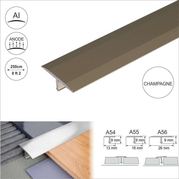 A56 26mm Anodised Aluminium Threshold Trim T Bar Transition Strip For Tiles - Image 5