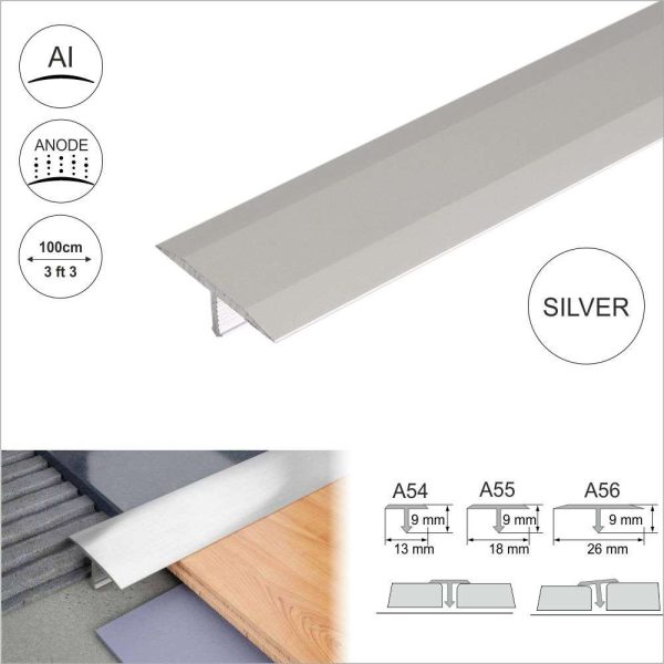 A54 13mm Anodised Aluminium Threshold Trim T Bar Transition Strip For Tiles - Image 11