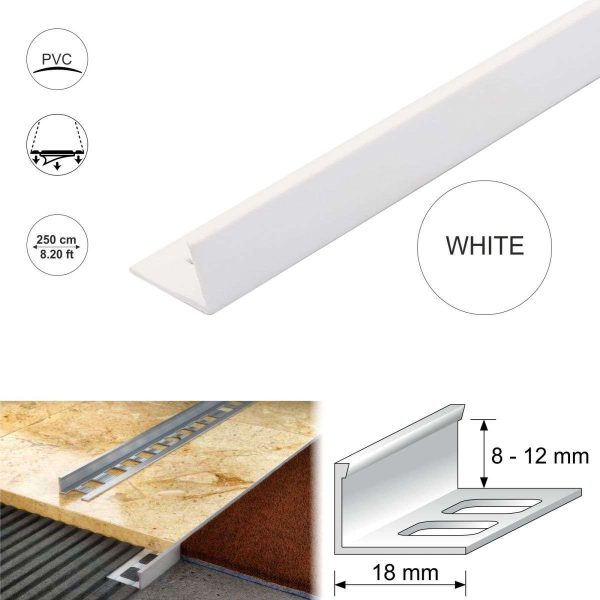 PVC Straight Edge L shaped Tile Trim 8,10,12.5mm Depth - Image 8