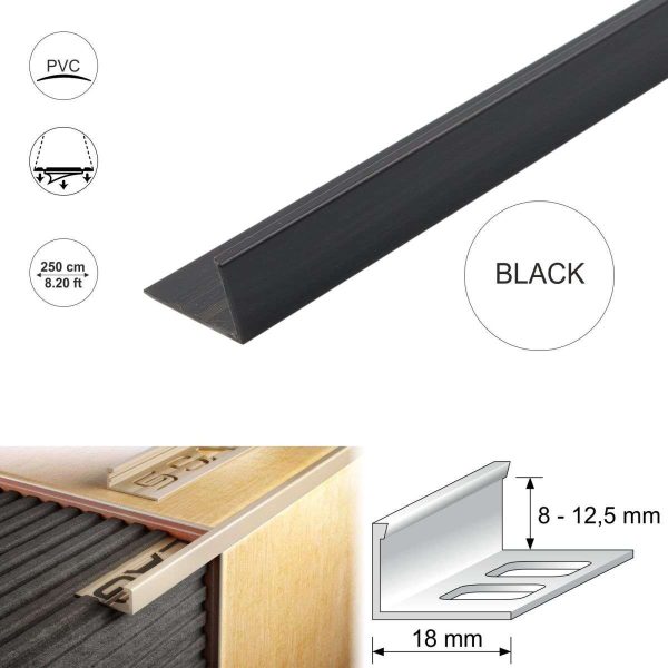 PVC Straight Edge L shaped Tile Trim 8,10,12.5mm Depth - Image 5