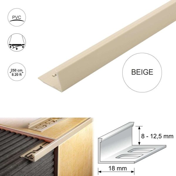 PVC Straight Edge L shaped Tile Trim 8,10,12.5mm Depth - Image 4