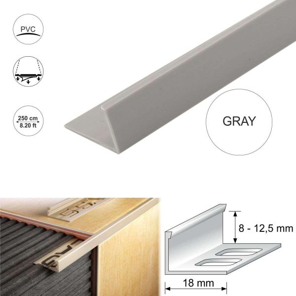 PVC Straight Edge L shaped Tile Trim 8,10,12.5mm Depth - Image 7