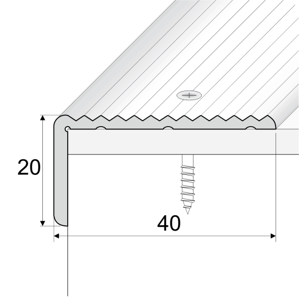 A33 40 x 20mm Anodised Aluminium Non Slip Ribbed Treads Stair Nosing Edge Trim - Image 2