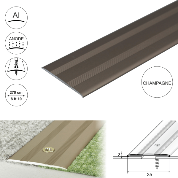 A08 35mm Anodised Aluminium Flat Door Threshold Profile - Image 9