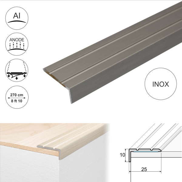 A31 25 x 10mm Anodised Aluminium Self Adhesive Stair Nosing Edge Trim - Image 6