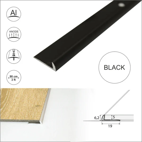 C10 Anodised Aluminium LVT Edging Profile Threshold For 5mm Flooring - Image 7