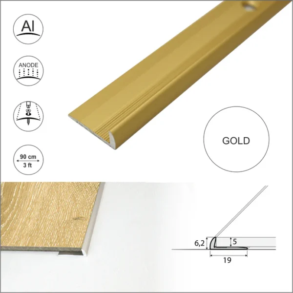 C10 Anodised Aluminium LVT Edging Profile Threshold For 5mm Flooring - Image 5