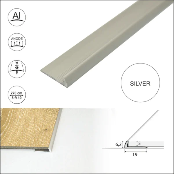 C10 Anodised Aluminium LVT Edging Profile Threshold For 5mm Flooring - Image 9